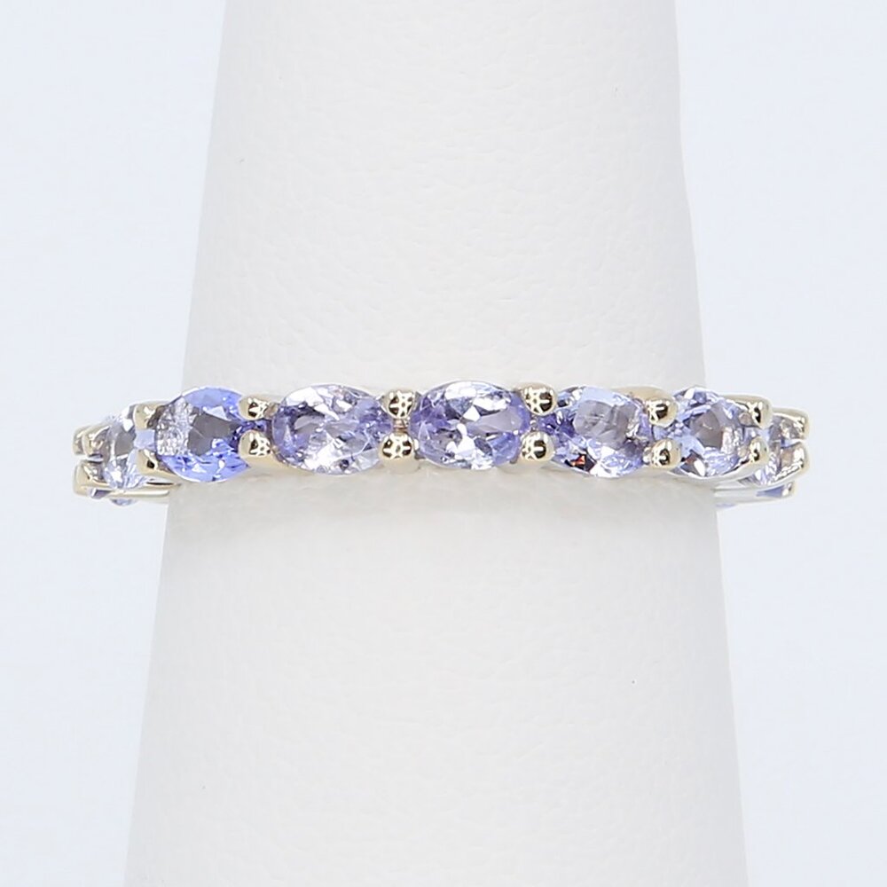 14K White Gold Pave Purple Tanzanite Full Eternity Ring Bridgerton Style‎ Size 5